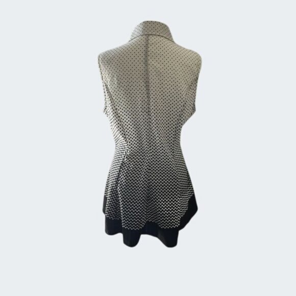 Signature Collection Sleeveless Black & White Polka Dot Button-Down Blouse Top M - Picture 2 of 9